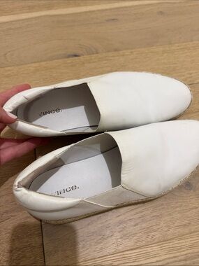 Vince Cream Leather Slip-On Espadrilles